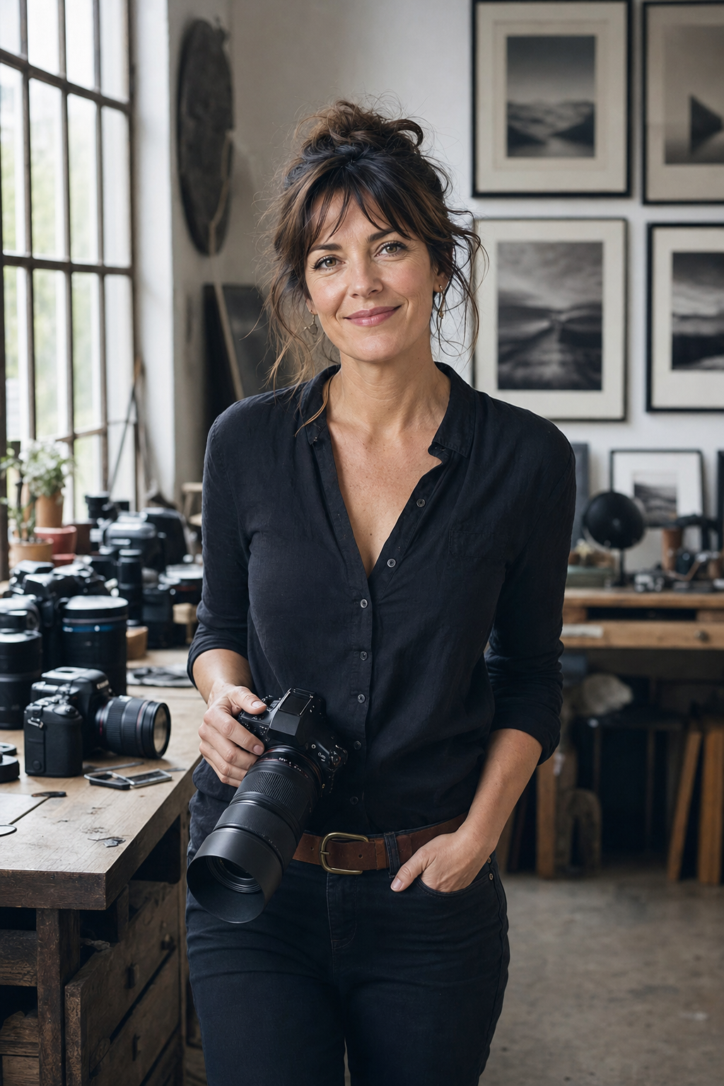 Portrait de Chloé Marchand, photographe et tireuse fine art, dans son atelier